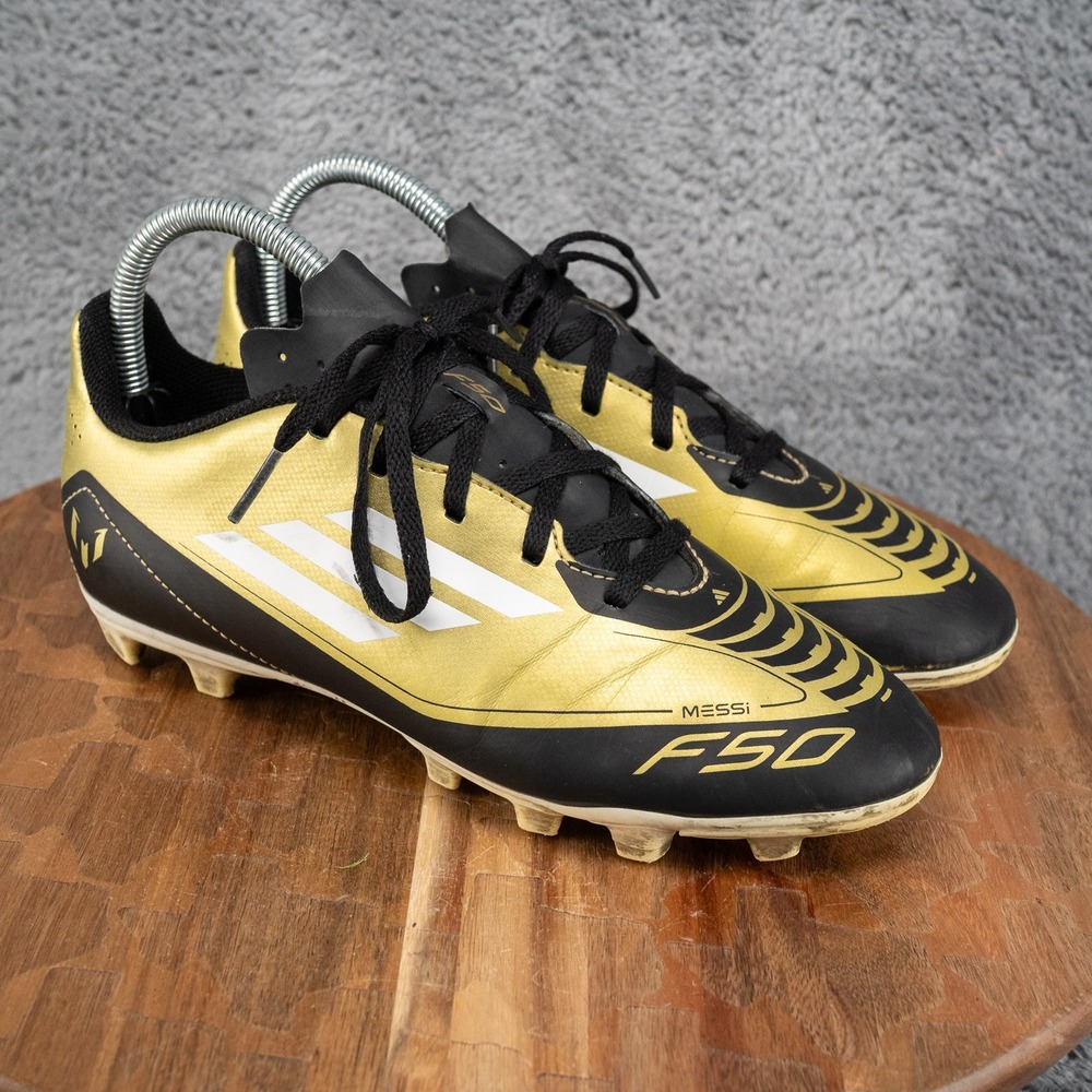 adidas Soccer Cleats Boys 6 Gold Good Messi F50 Club FxG IG9319 Cleats